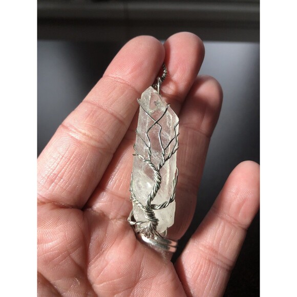 Rock Quartz Stone Tree of life Magic Energy Reiki Amulet Pendant 12 In Necklace - Picture 1 of 7